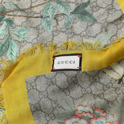 Gucci Modal Silk Monogram Tian Print Shawl Yellow 3 of 3