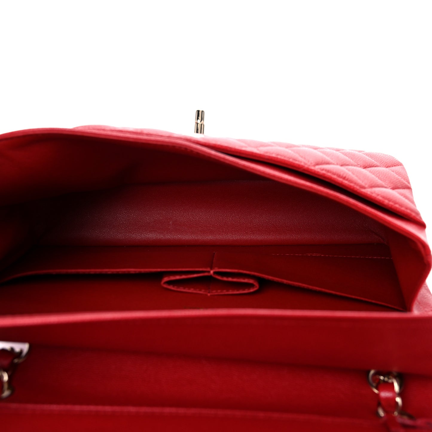 Caviar Quilted Medium Double Flap Red