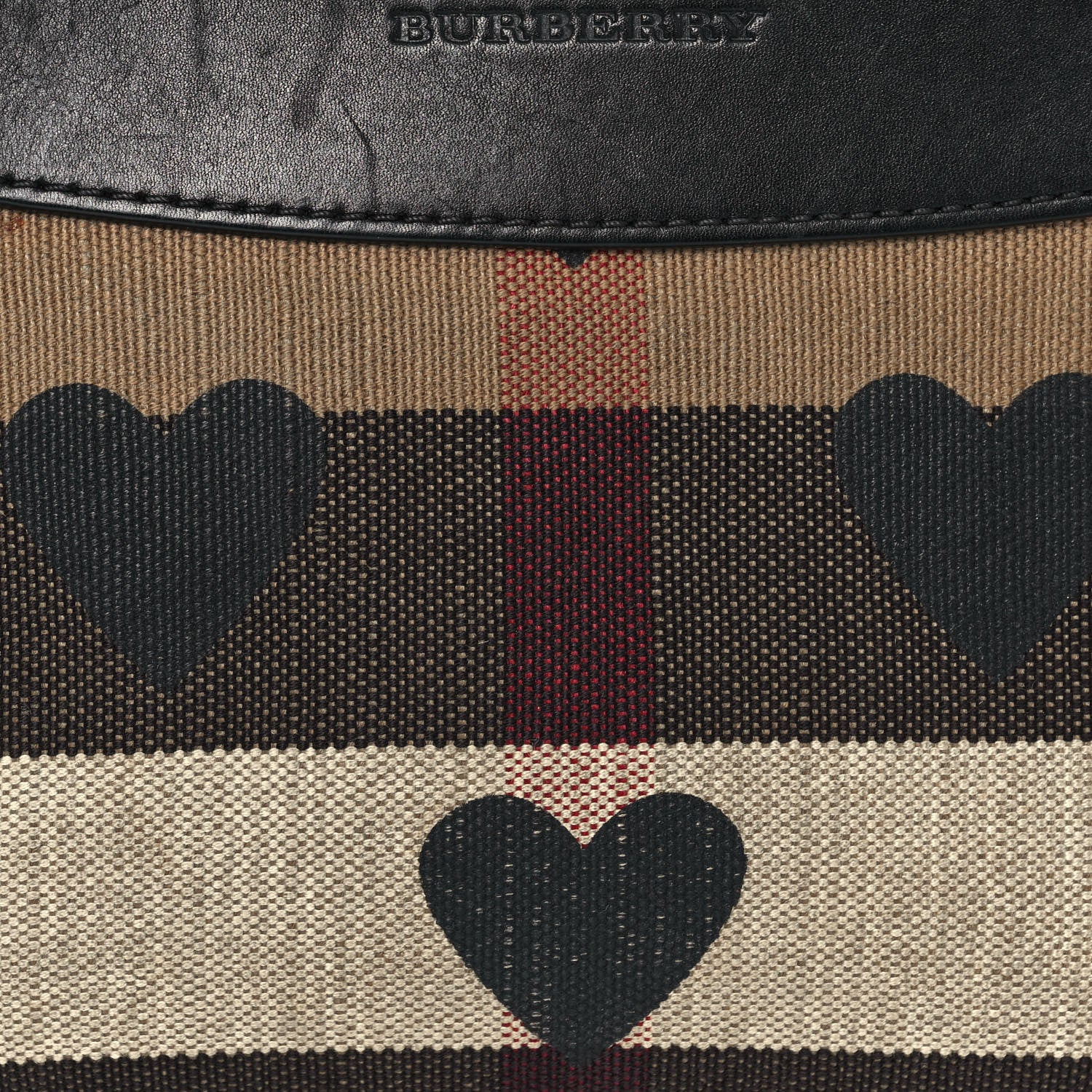 Burberry Mega Check Heart Print Peyton Crossbody Clutch Bag Black 7 of 16
