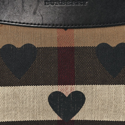 Burberry Mega Check Heart Print Peyton Crossbody Clutch Bag Black 7 of 16