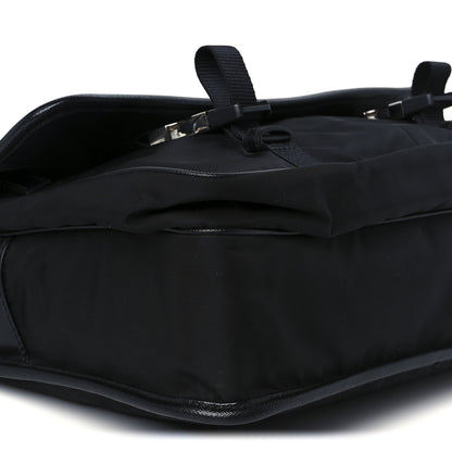Prada Tessuto Nylon Saffiano Large Double Snap Buckle Messenger Bag Black 9 of 10