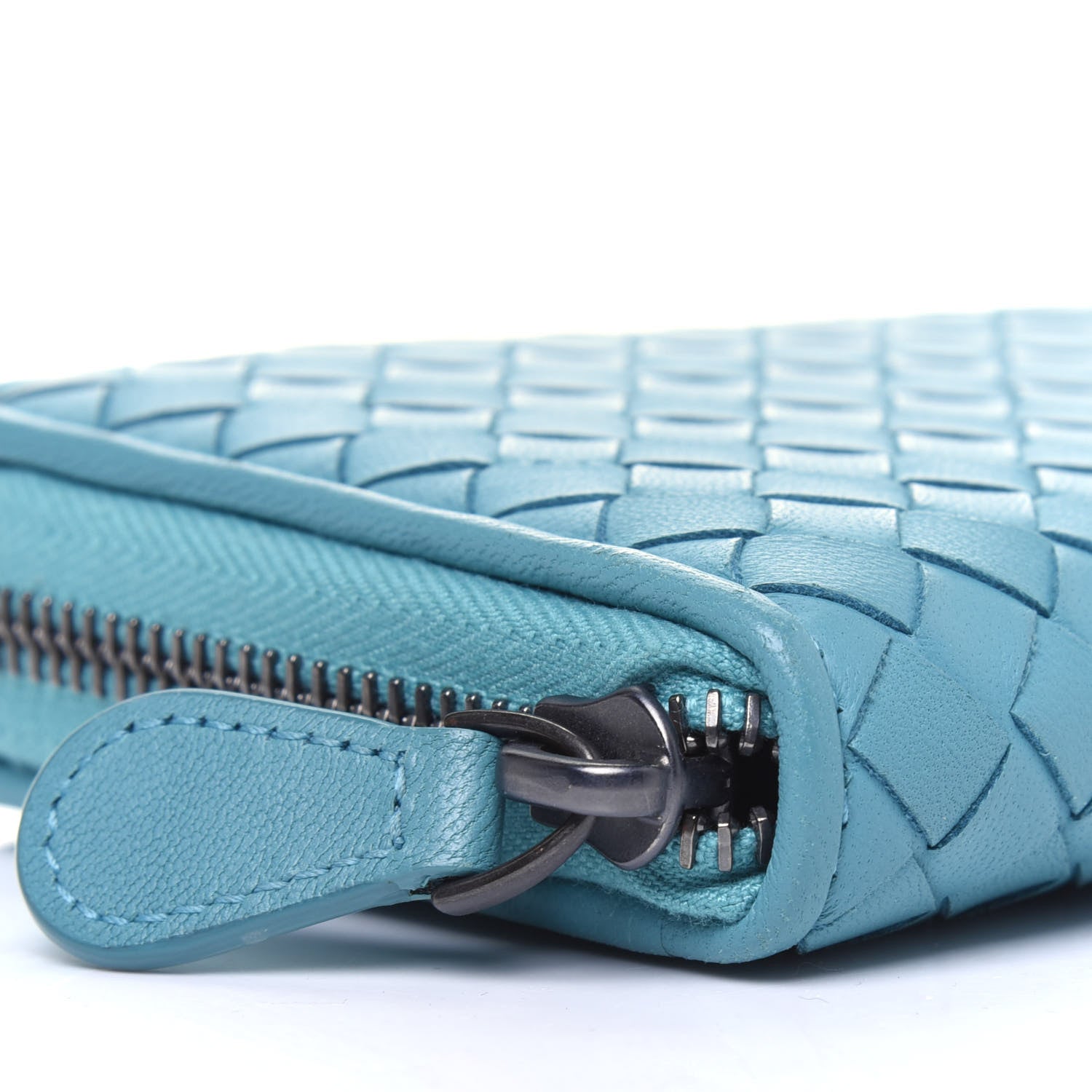 Bottega Veneta Nappa Intrecciato Zip Around Wallet Turquoise 10 of 14