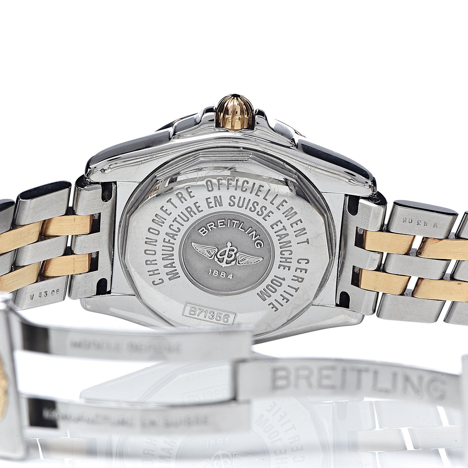 Breitling Stainless Steel 18K Yellow Gold Diamond Mother of Pearl 32mm Galactic Quartz Watch D71356 6 of 7