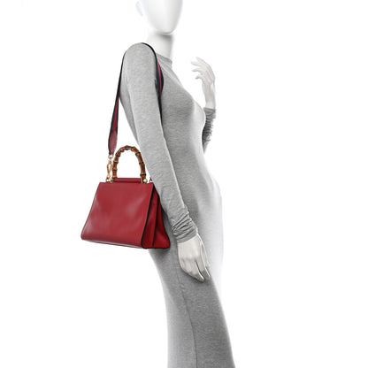 Gucci Nappa Bamboo Web Small Nymphaea Top Handle Bag Hibiscus Red 2 of 13