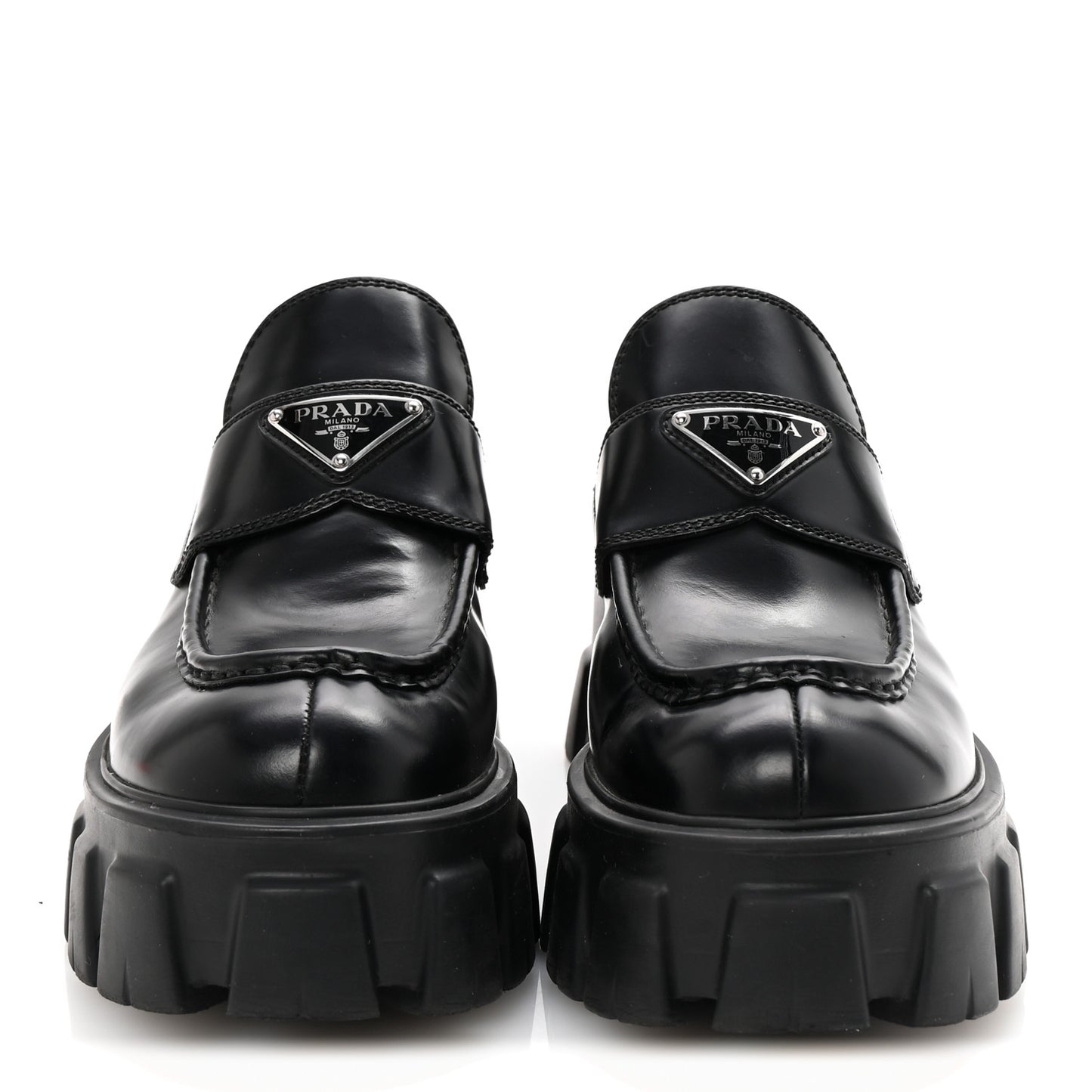 Spazzolato Rois Metal Triangle Logo Monolith 55mm Loafers 38 Black