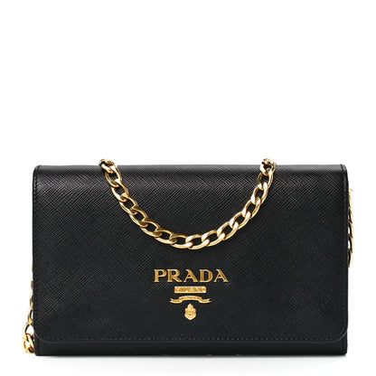 Prada Saffiano Lux Chain Wallet Black 1 of 12