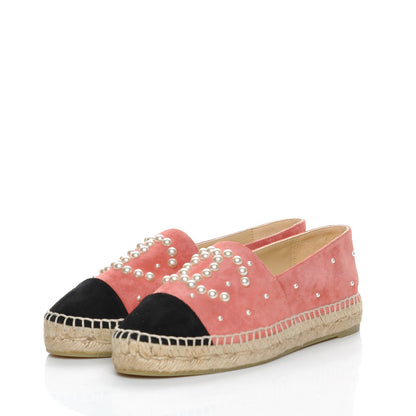 Chanel Suede Pearl CC Espadrilles 37 Pink 3 of 10