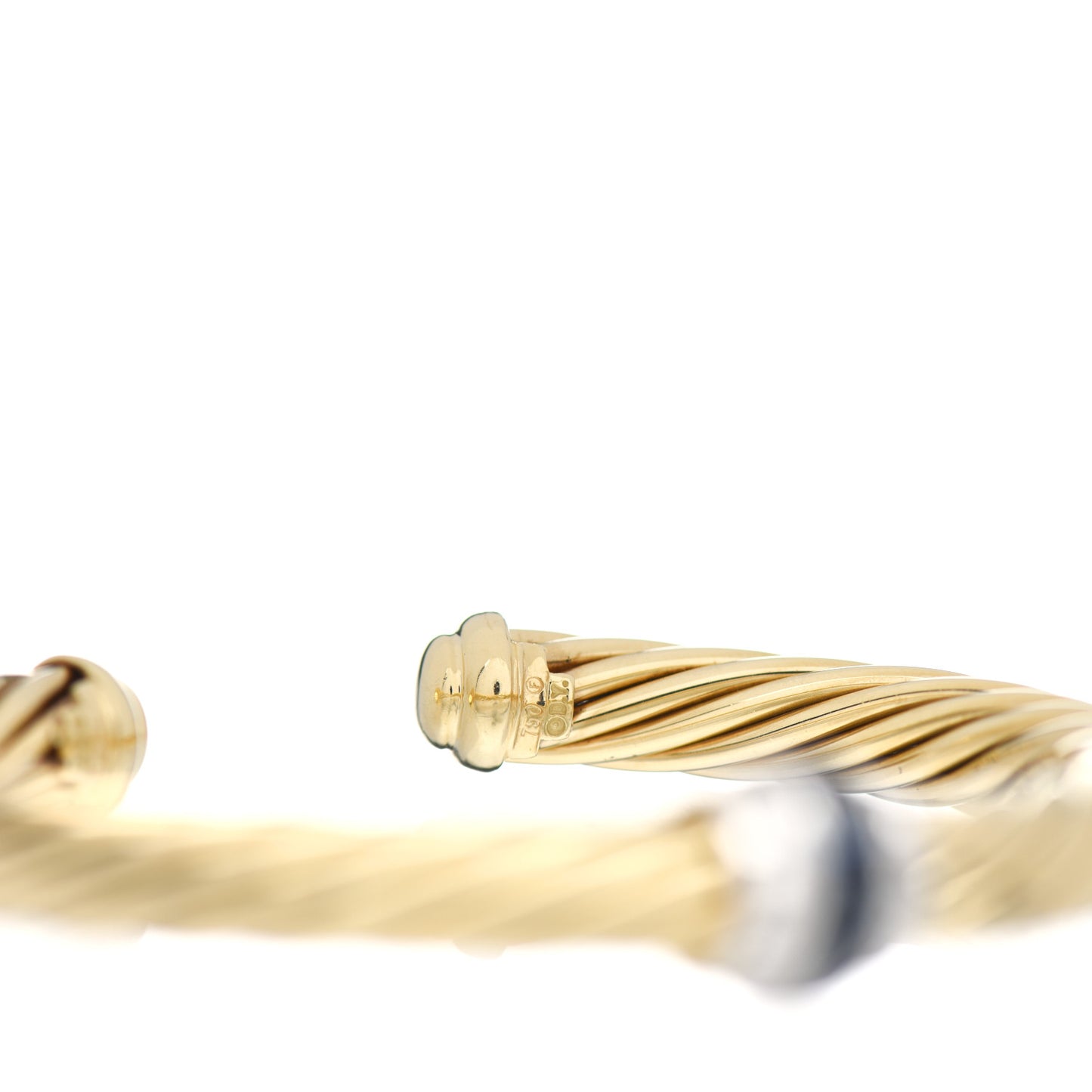 18K Yellow Gold Diamond Blue Sapphire 7mm Cable Single Station Bracelet