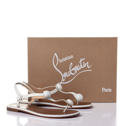 Christian Louboutin Calfskin Jurassic Nappa Planet Ball Flat Sandals 36 White 10 of 10