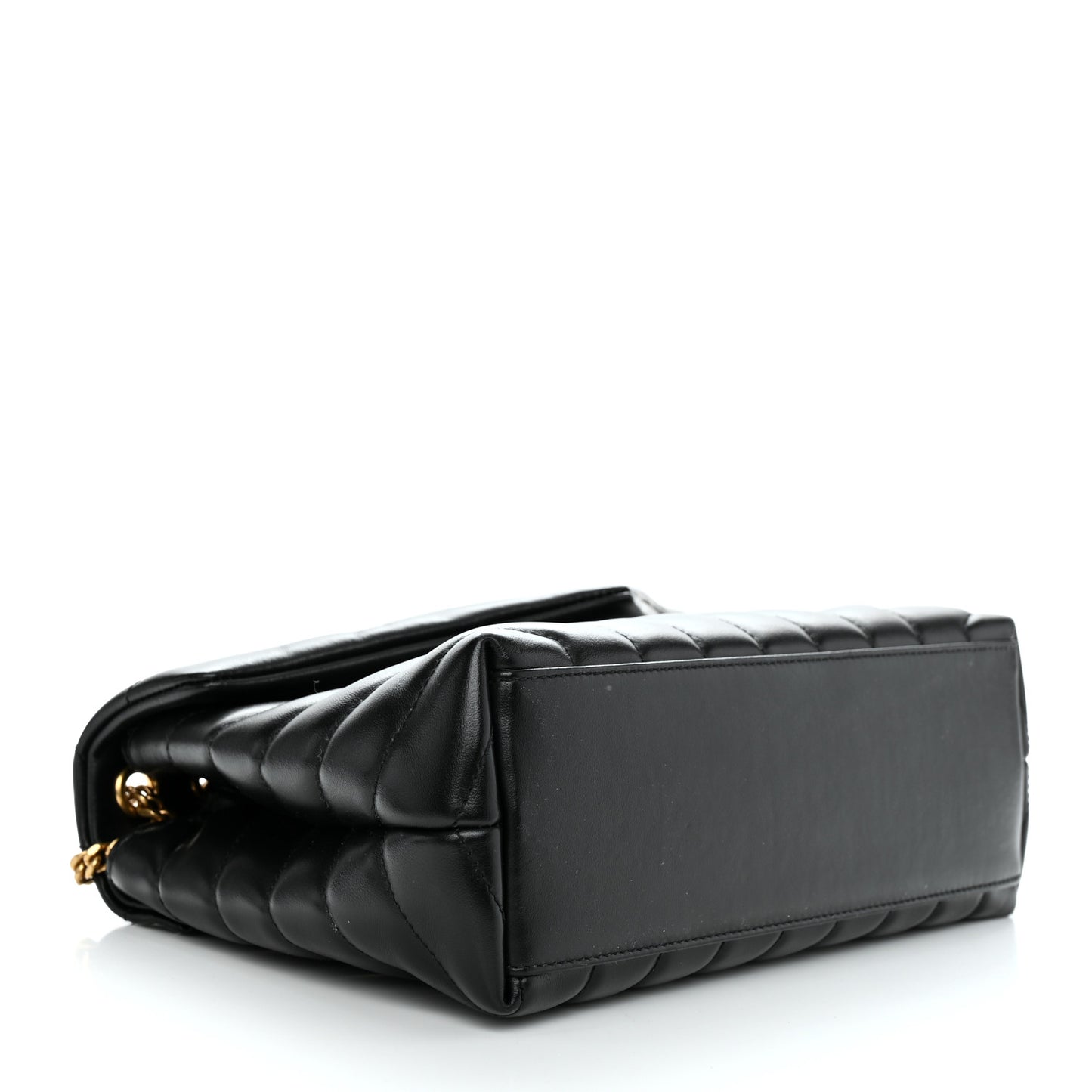 Calfskin Y Quilted Monogram Small Loulou Chain Satchel Black