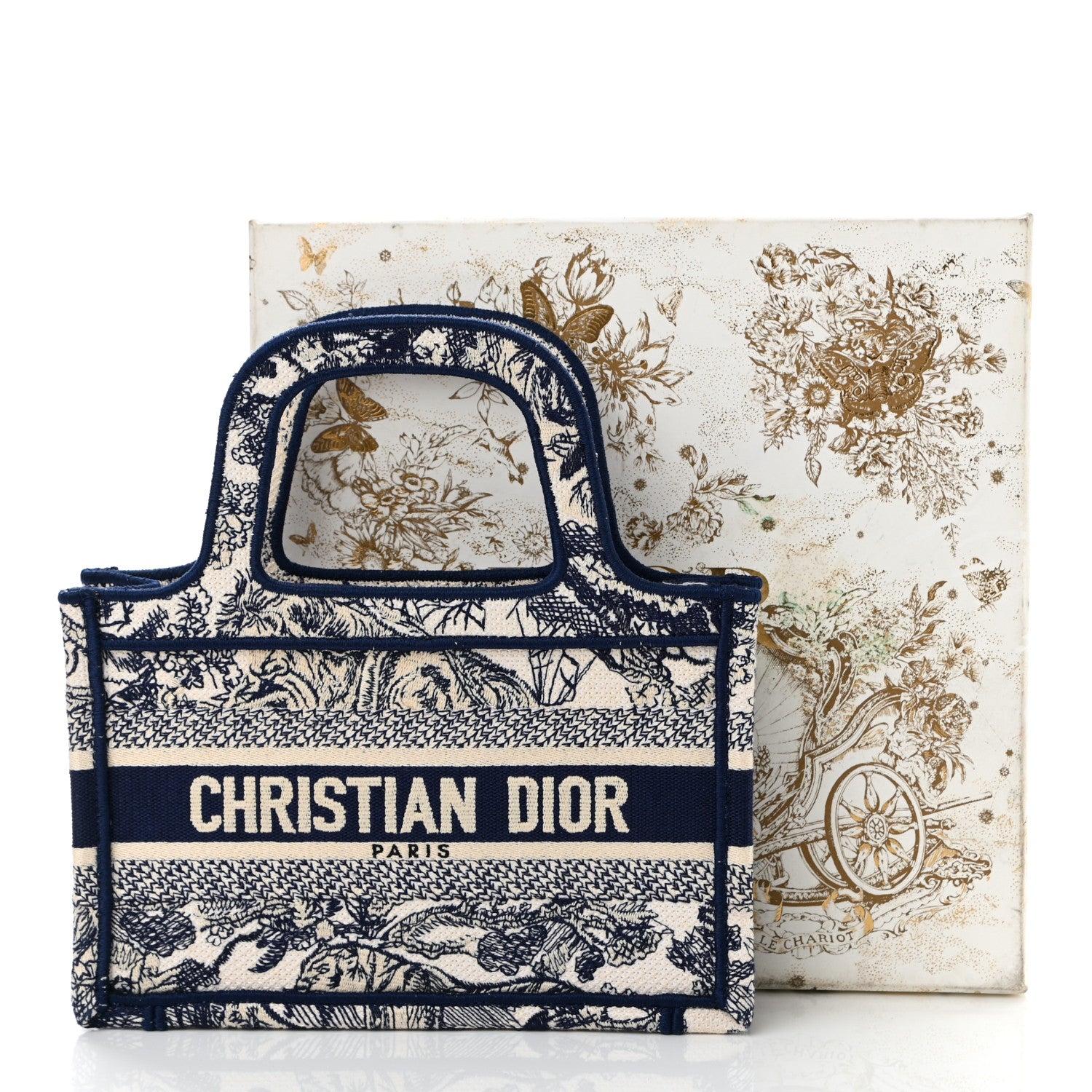Christian Dior Canvas Embroidered Mini Toile De Jouy Book Tote Blue 10 of 10