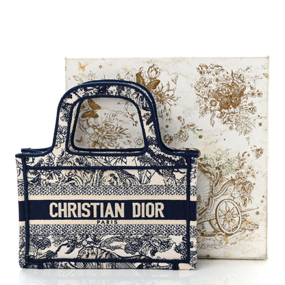 Christian Dior Canvas Embroidered Mini Toile De Jouy Book Tote Blue 10 of 10