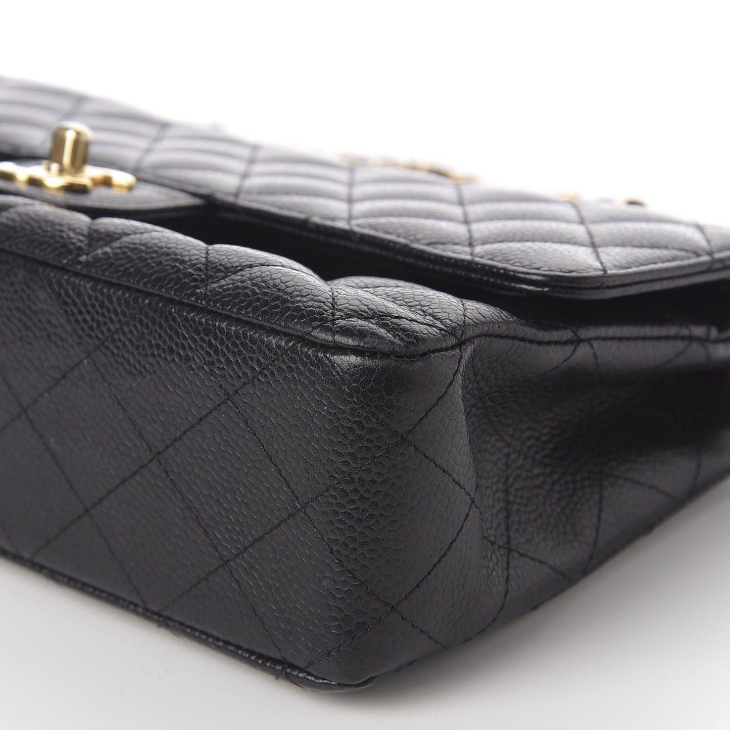 Caviar Quilted Medium Double Flap Black