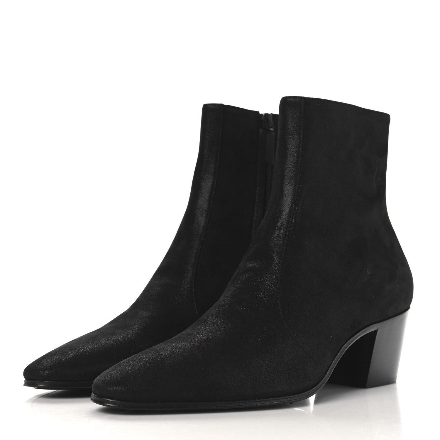 Saint Laurent Vassili Metallic Suede 60 Zip Ankle Zip Mens Boots 43 Black 4 of 10