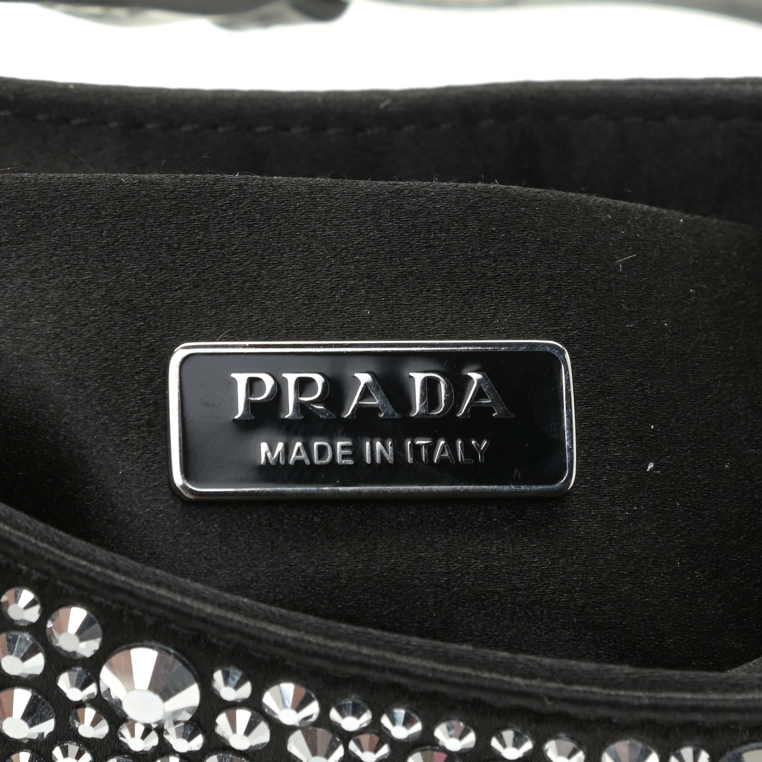 Prada Satin Crystal Cleo Adjustable Strap Shoulder Bag Metal 5 of 9