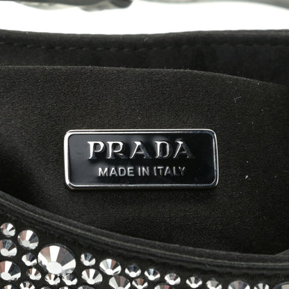 Prada Satin Crystal Cleo Adjustable Strap Shoulder Bag Metal 5 of 9