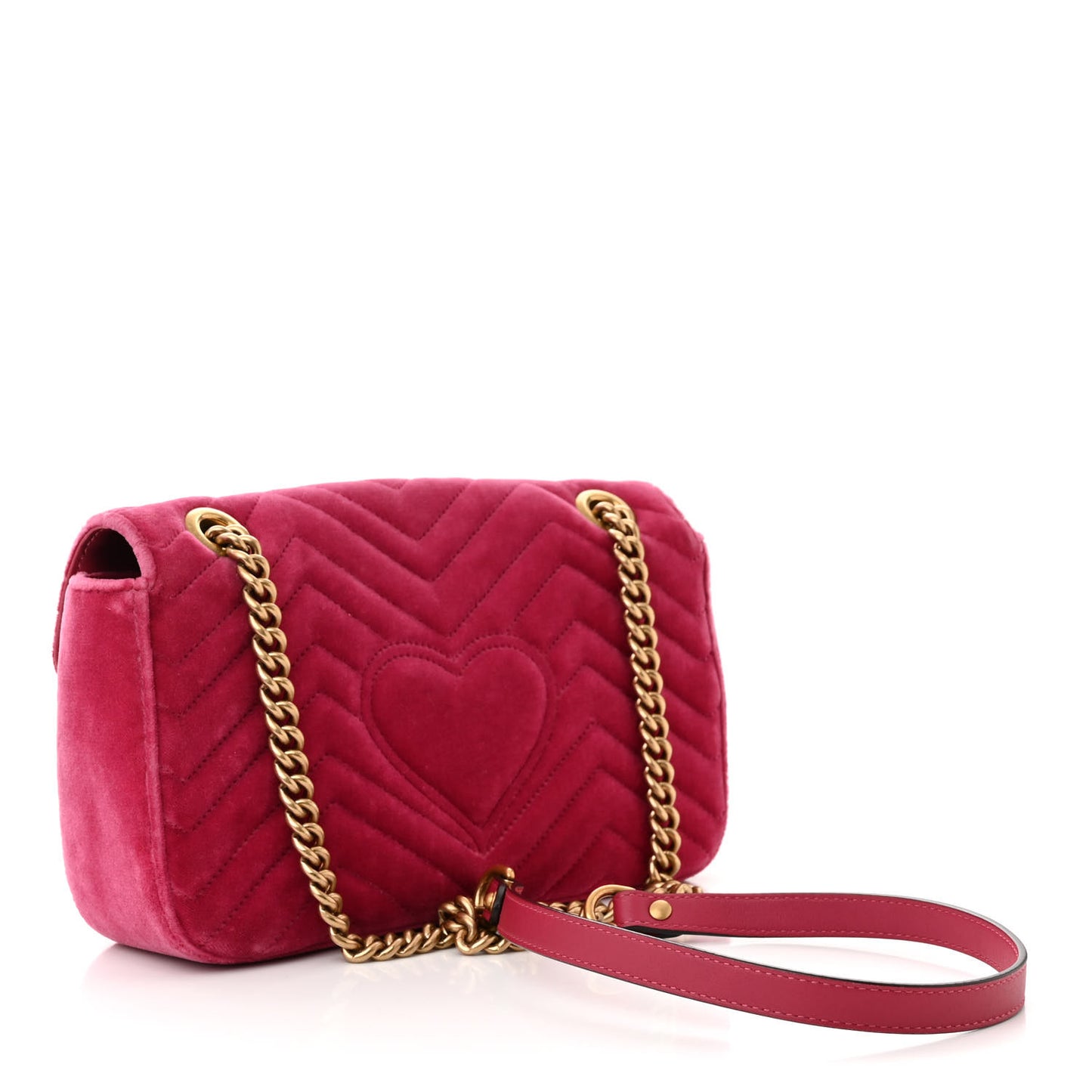 Velvet Matelasse Bow Embroidered Small GG Marmont Shoulder Bag Raspberry Rose