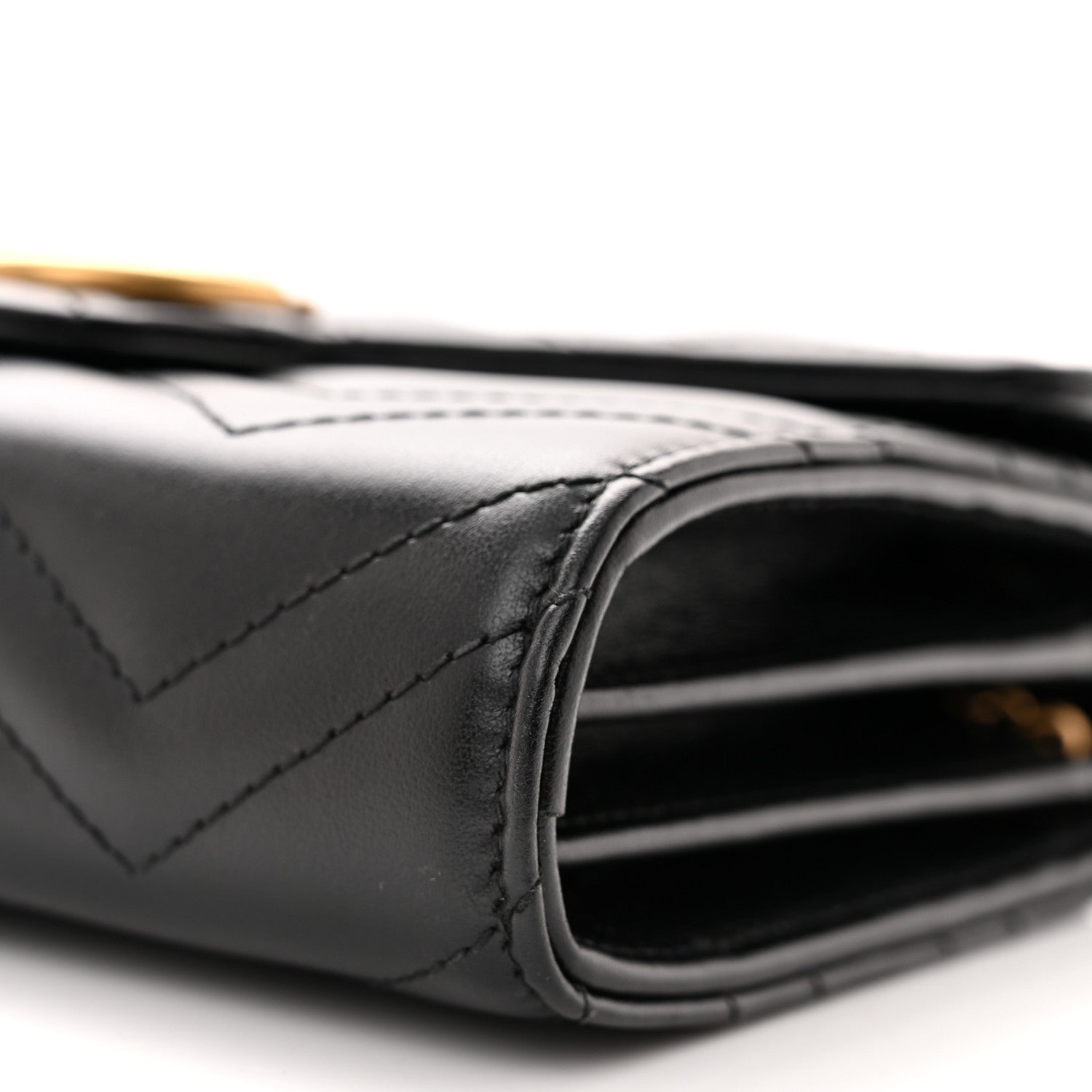 Gucci Calfskin Matelasse GG Marmont Chain Wallet Black 10 of 11