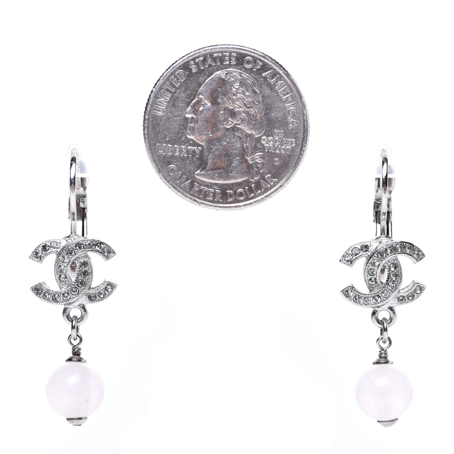 Resin Crystal CC Drop Earrings Silver