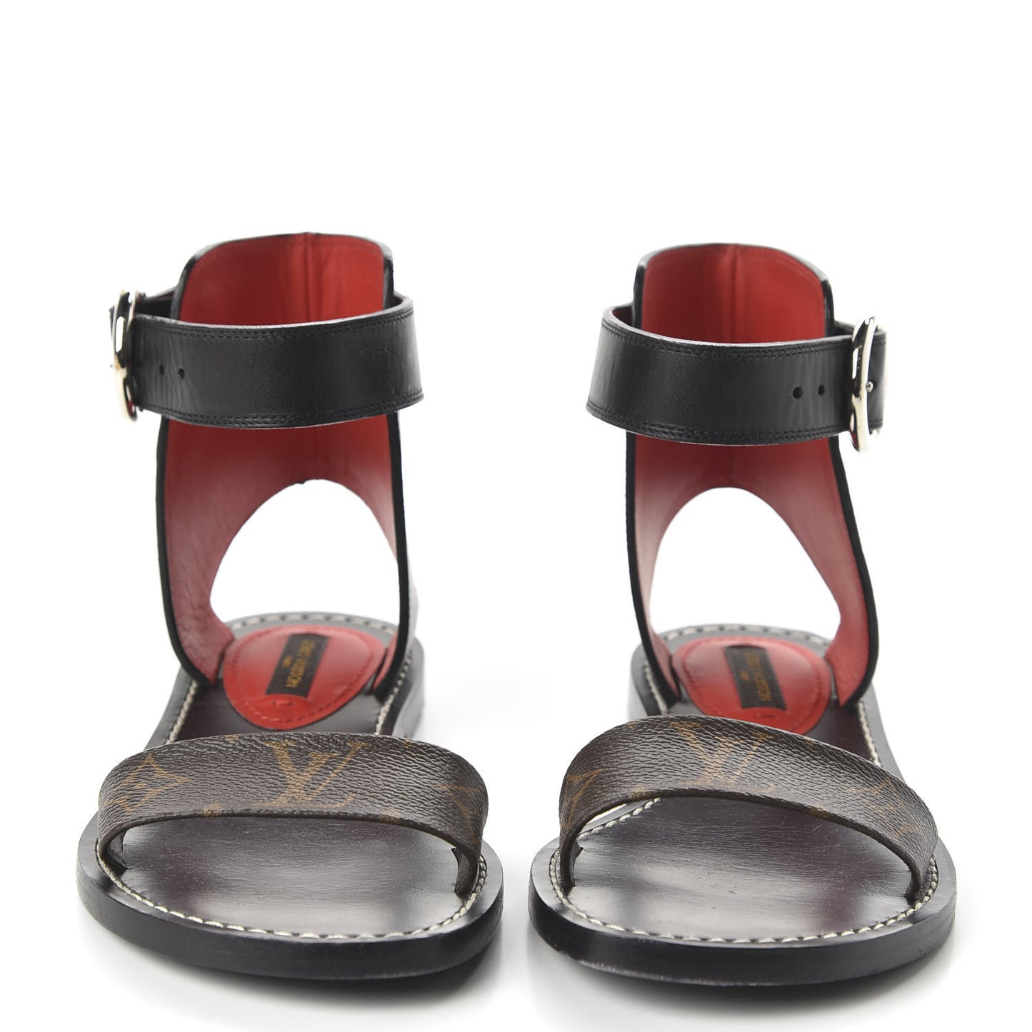 Calfskin Monogram Ocean Drive Flat Sandals 36 Black