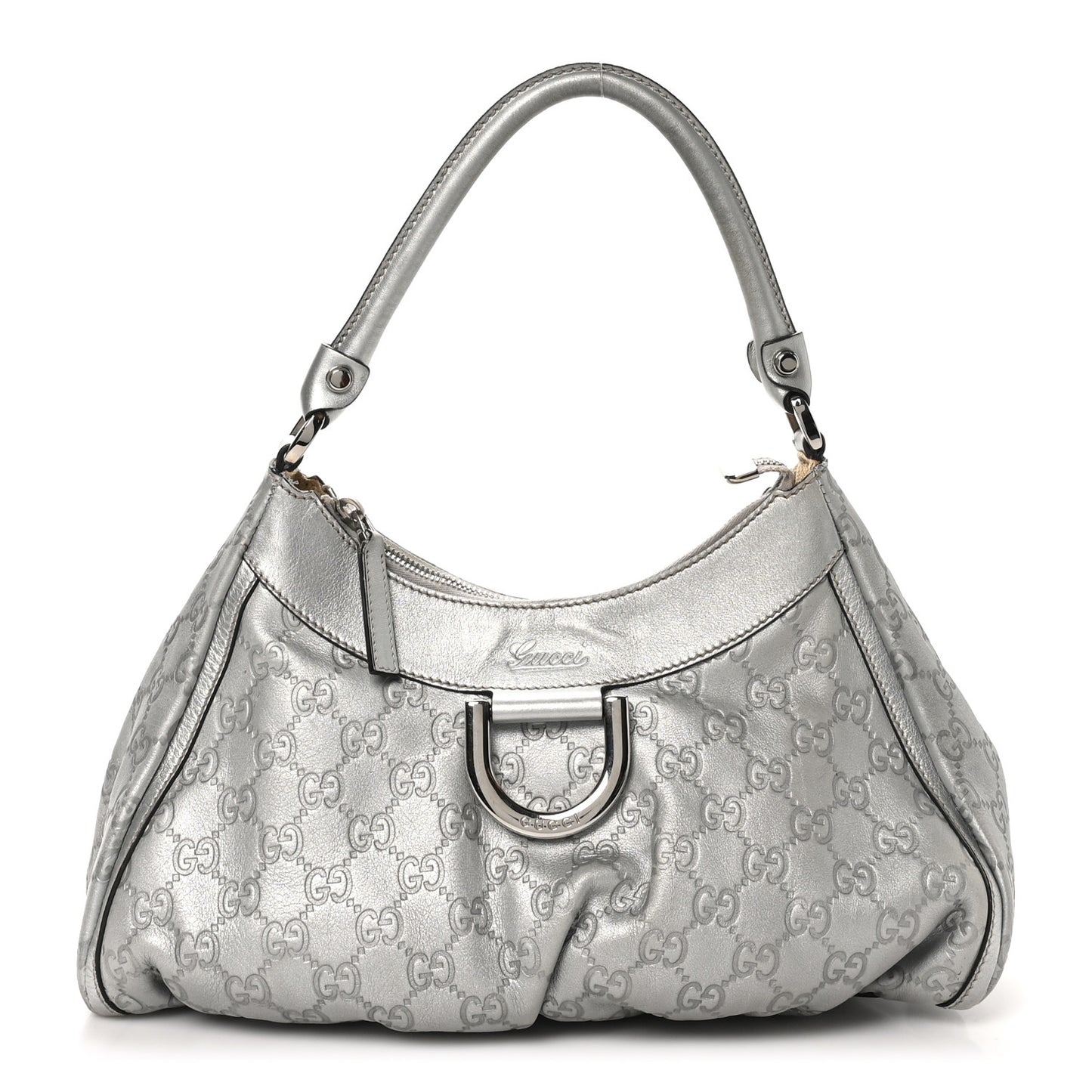 Metallic Guccissima Medium D Gold Hobo Silver