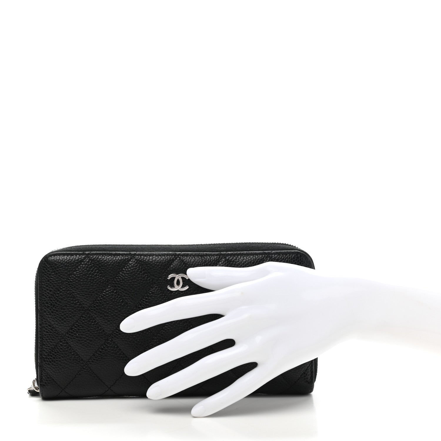 Chanel Caviar Quilted Large Gusset Zip Around Wallet Black 2 of 11