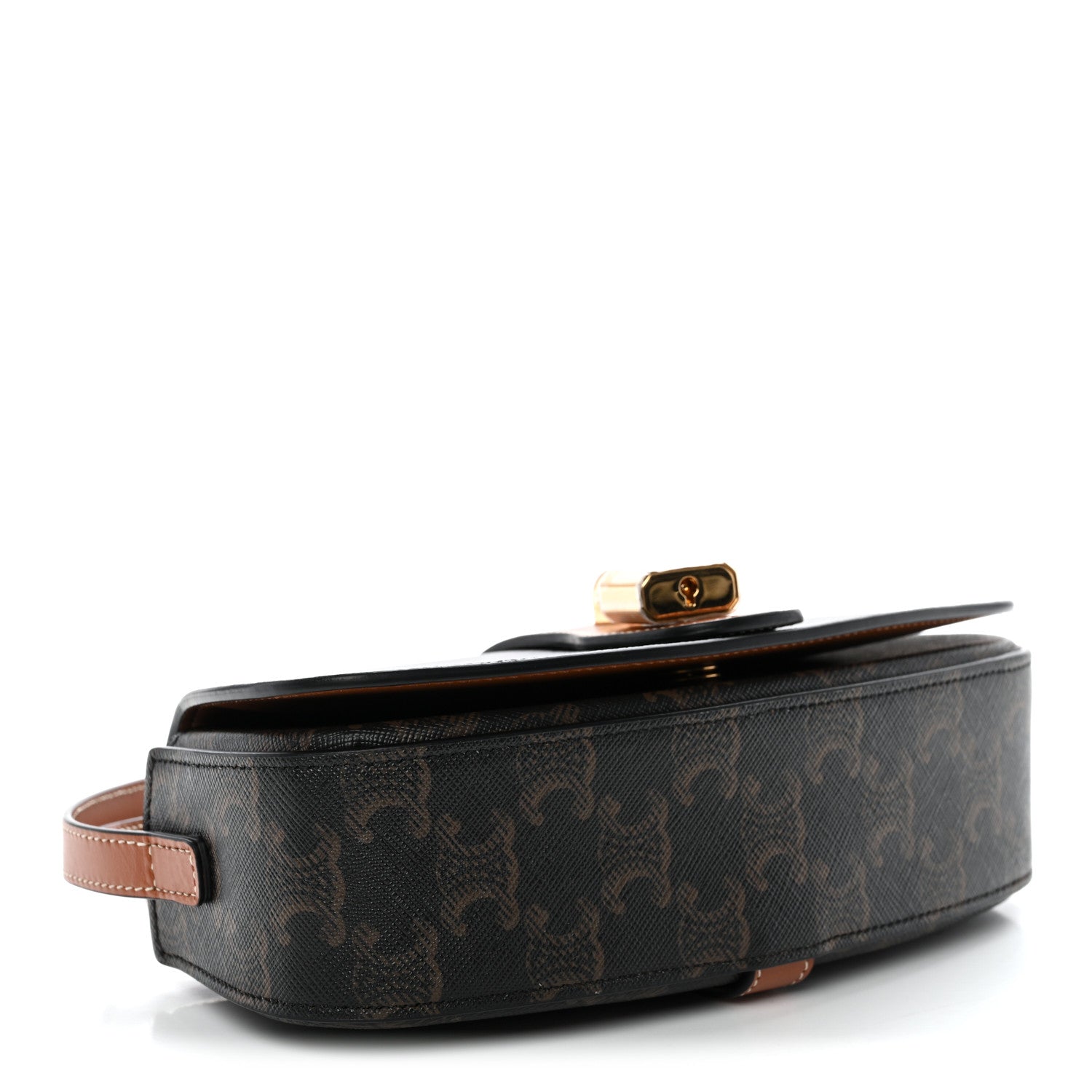 Celine Triomphe Canvas Calfskin Tabou Clutch on Strap Tan 4 of 9