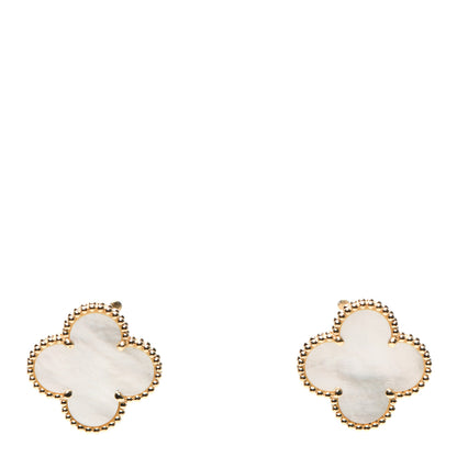 Van Cleef & Arpels 18K Yellow Gold Mother of Pearl Magic Alhambra Earrings 1 of 6
