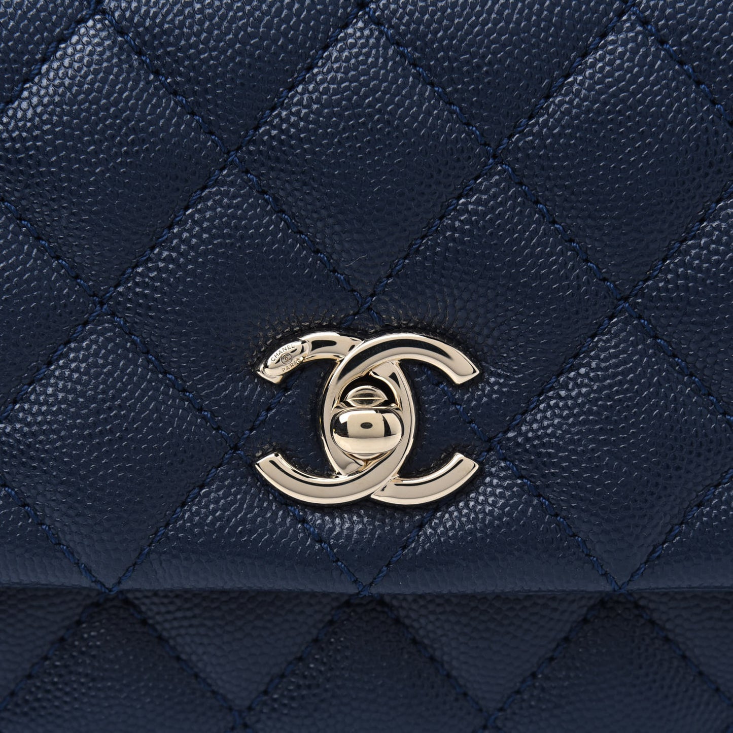 Caviar Quilted Lizard Embossed Mini Coco Handle Flap Navy