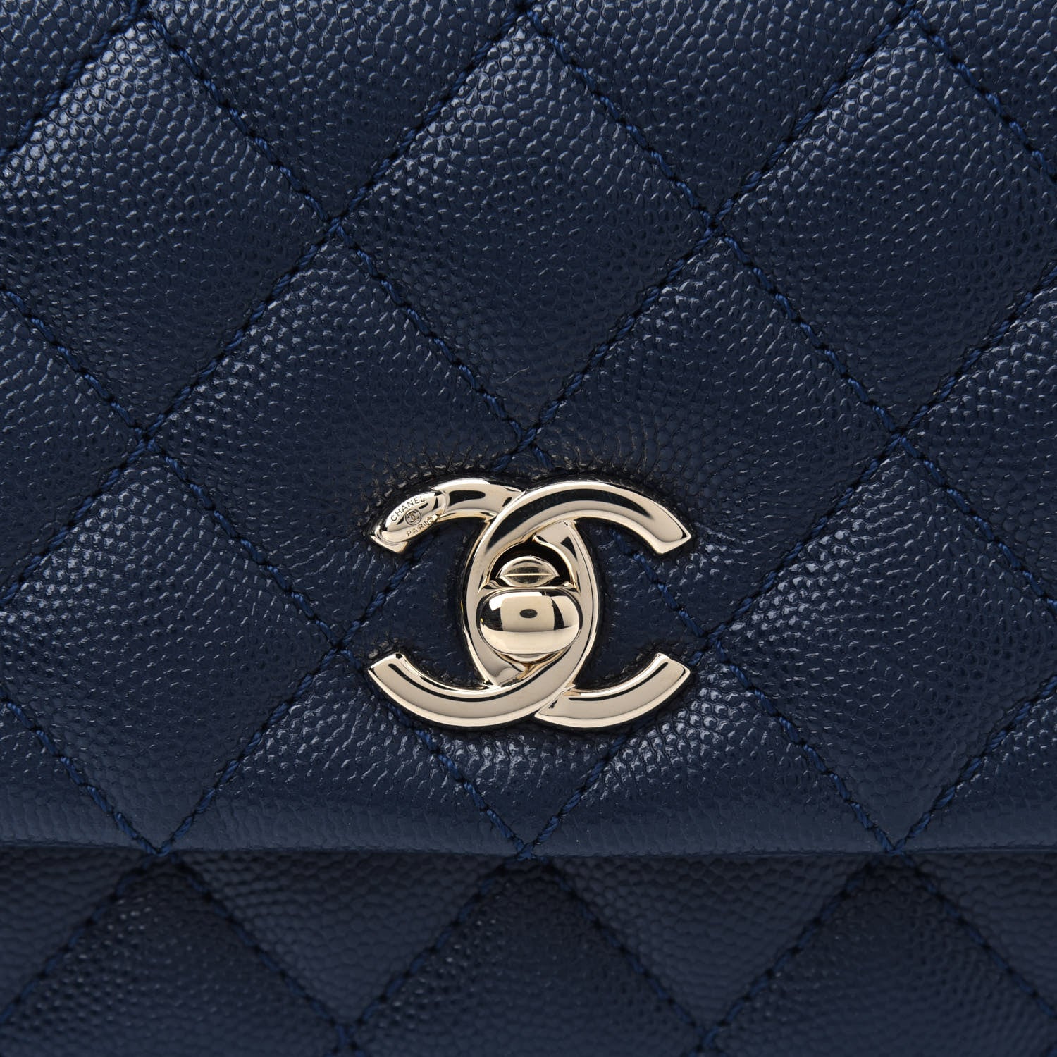 Chanel Caviar Quilted Lizard Embossed Mini Coco Handle Flap Navy 4 of 4