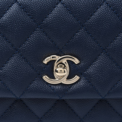 Chanel Caviar Quilted Lizard Embossed Mini Coco Handle Flap Navy 4 of 4