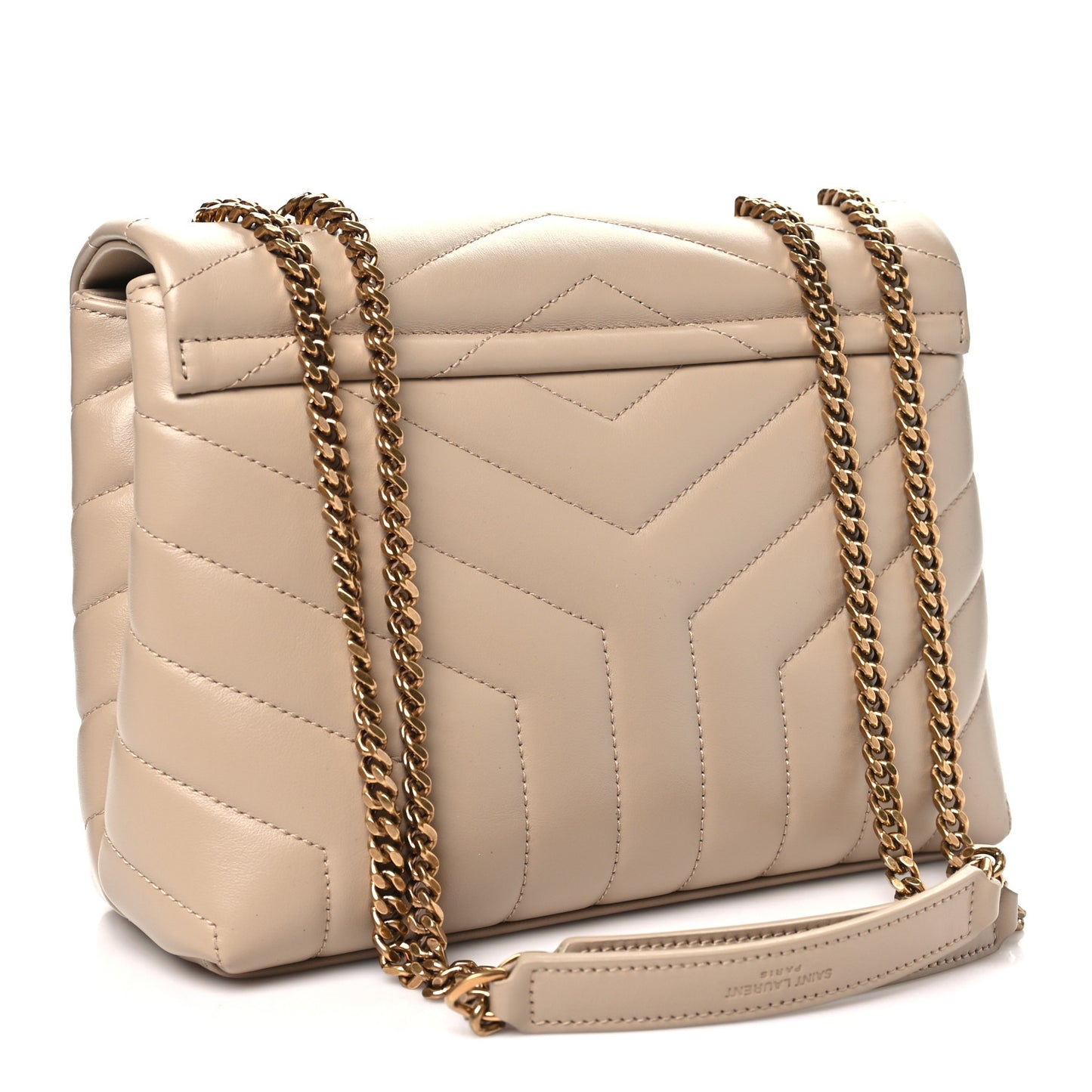 Calfskin Y Quilted Monogram Small Loulou Chain Satchel Dark Beige
