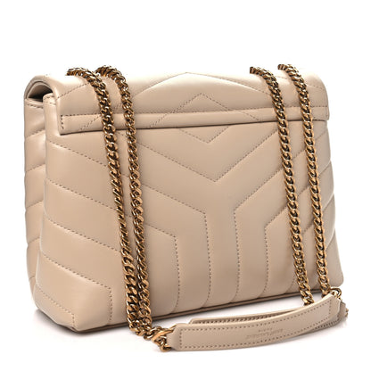 Saint Laurent Calfskin Y Quilted Monogram Small Loulou Chain Satchel Dark Beige 3 of 10