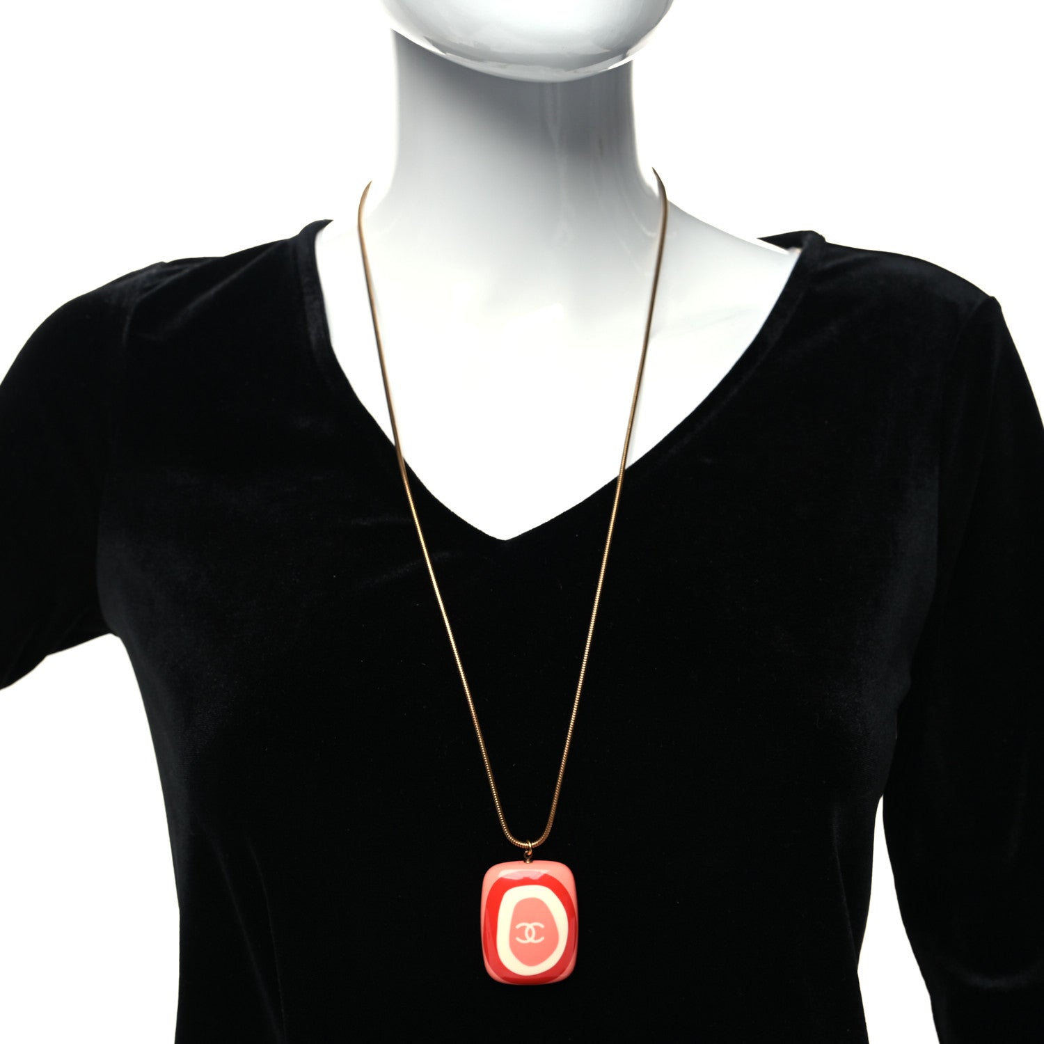 Chanel Resin Square CC Snake Necklace Pink Ivory 2 of 5