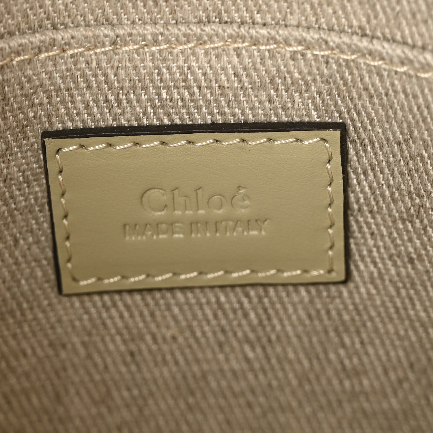 Chloe Cotton Calfskin Small Woody Ribbon Tote With Strap Slate Green 5 of 5