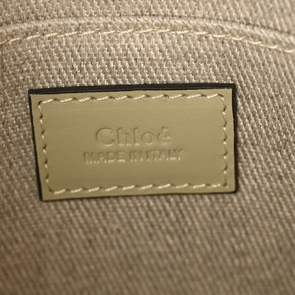 Chloe Cotton Calfskin Small Woody Ribbon Tote With Strap Slate Green 5 of 5
