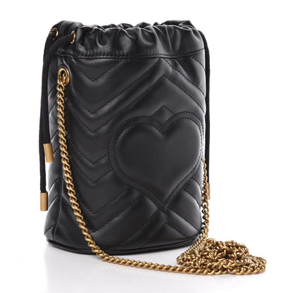 Gucci Calfskin Matelasse Mini GG Marmont 2.0 Bucket Bag Black 3 of 9