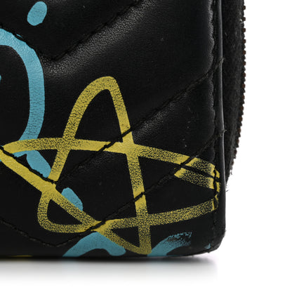 Gucci Calfskin Matelasse GucciGhost GG Marmont Zip Around Wallet Black New Acquamarine 2 of 13