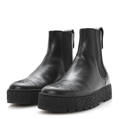 Chanel Calfskin Cap Toe CC Ankle Boots 37 Black 4 of 9