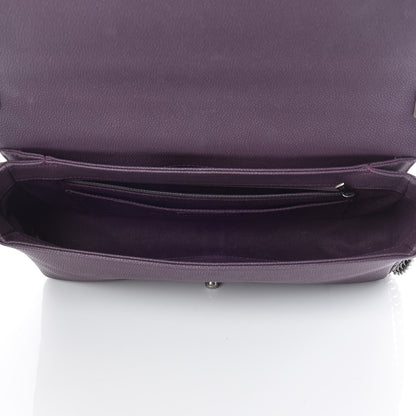 Chanel Washed Caviar Quilted Large Turn Around Ligne Flap Dark Purple 7 of 16
