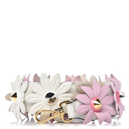 Fendi Calfskin Studded Floral Strap You White Lavender Peony 1 of 6