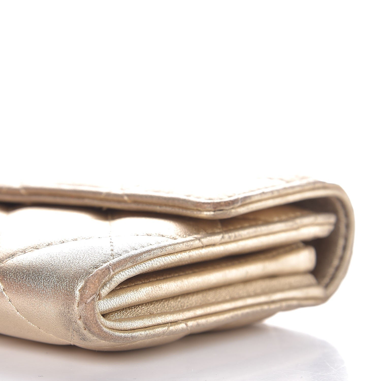 Chanel Metallic Quilted Flap Wallet Gold 11 of 13