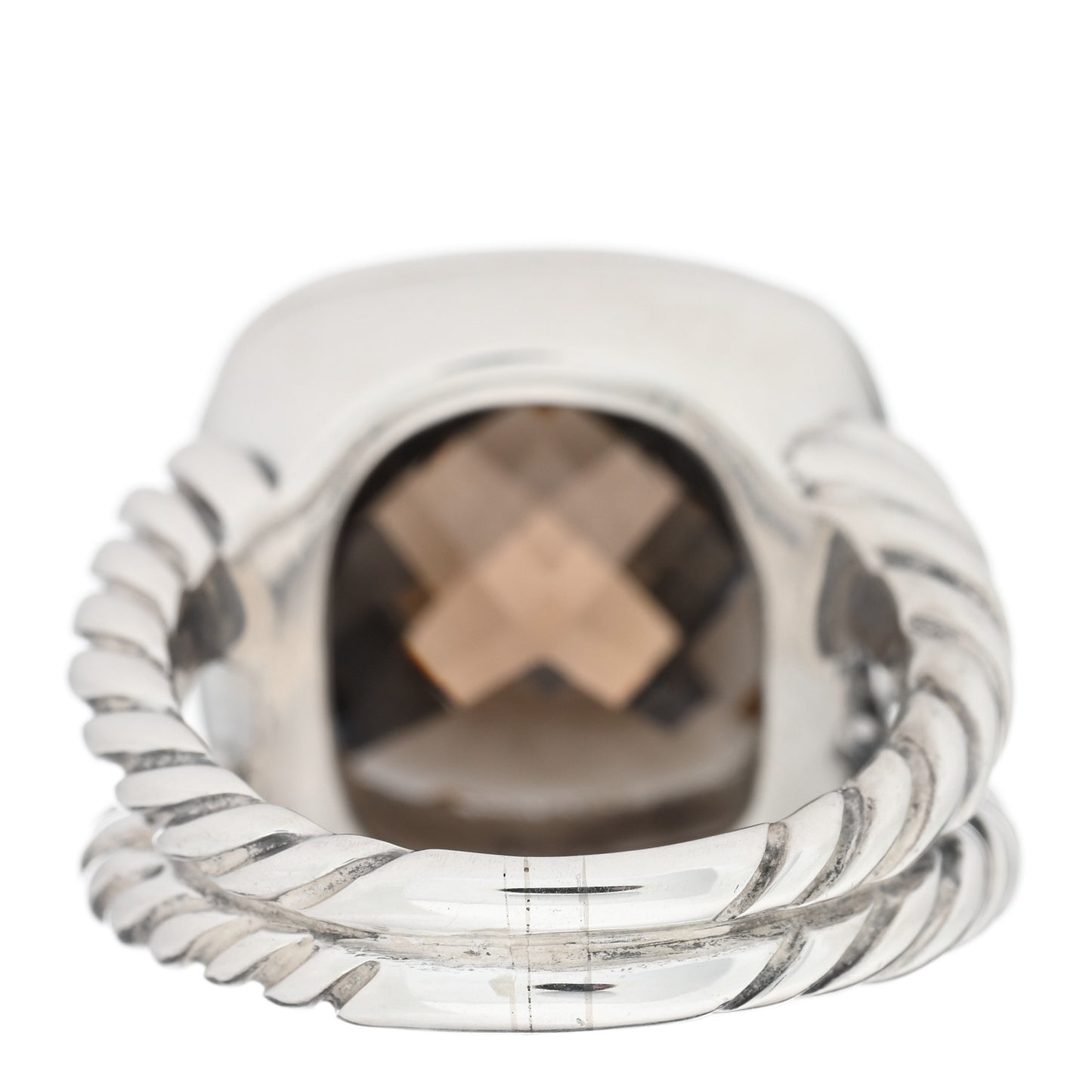 Sterling Silver Diamond Smoky Quartz 14mm Albion Ring 55 7.25
