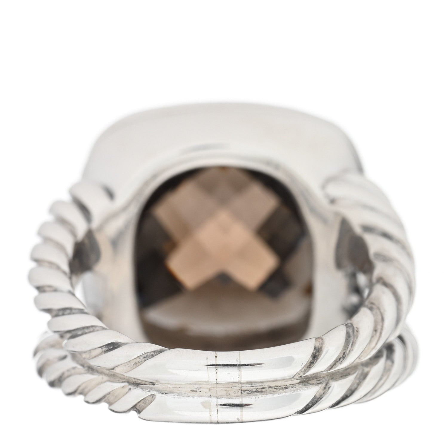 David Yurman Sterling Silver Diamond Smoky Quartz 14mm Albion Ring 55 7.25 3 of 4