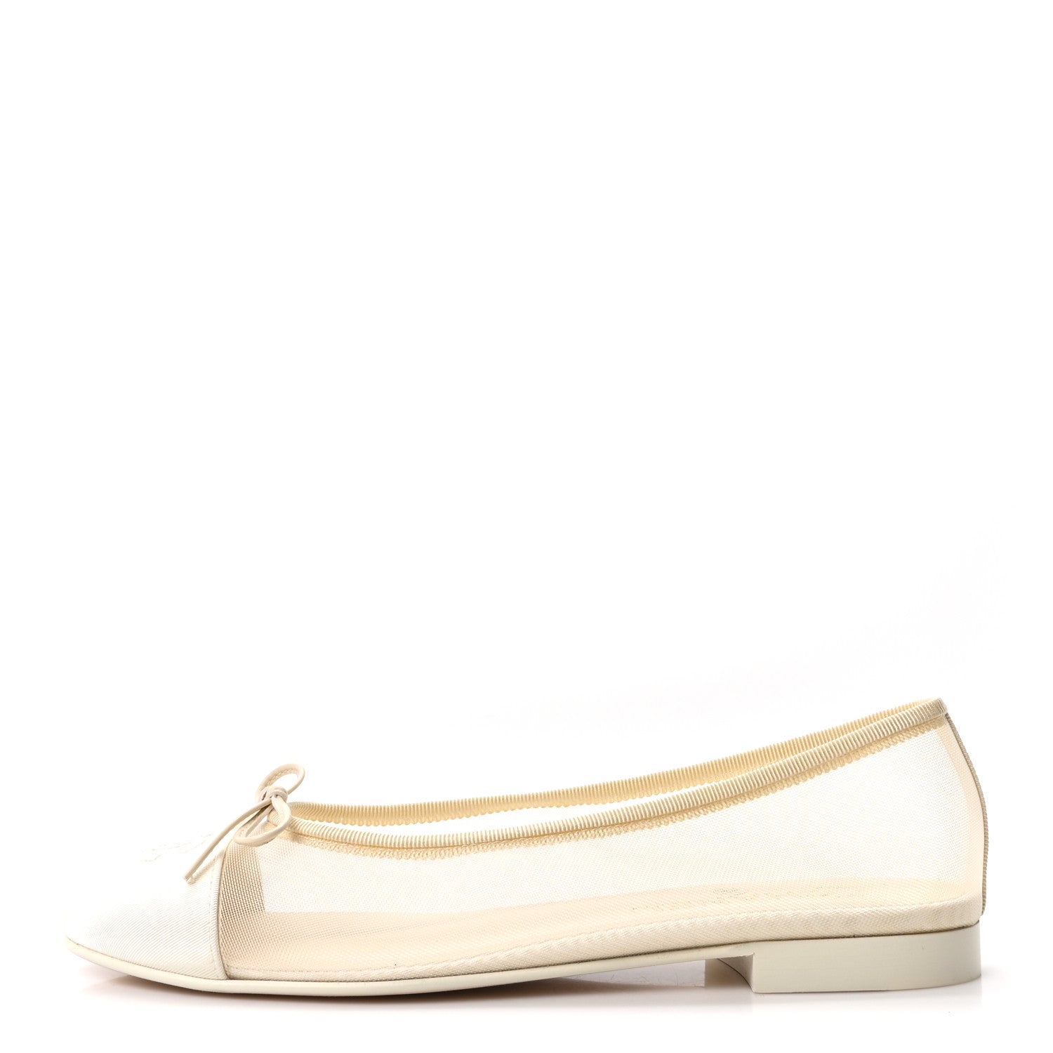 Chanel Mesh Grosgrain CC Ballerina Flats 39 Ivory 1 of 9