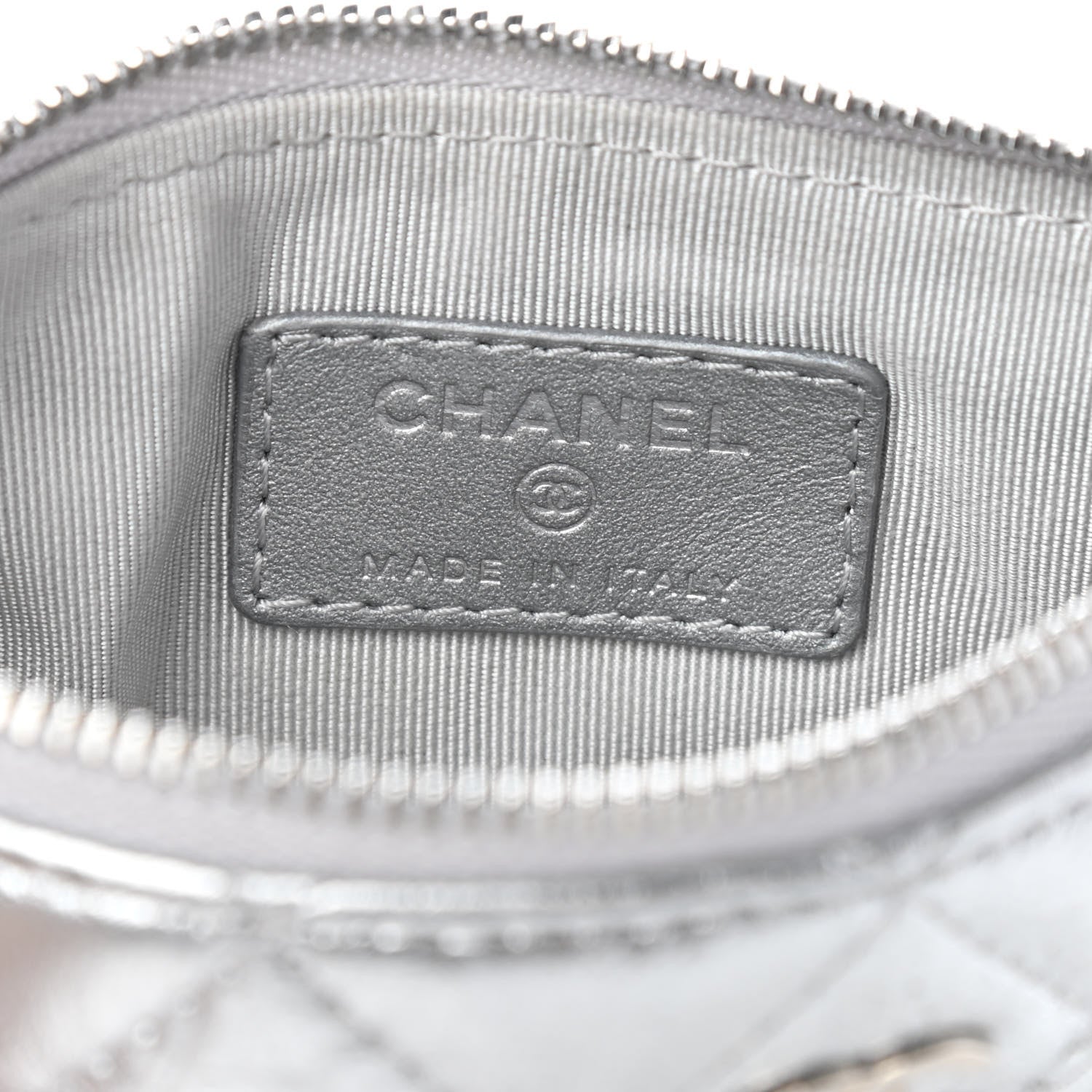 Chanel Metallic Calfskin Quilted Small Cosmo Cosmetic Case Silver 6 of 9