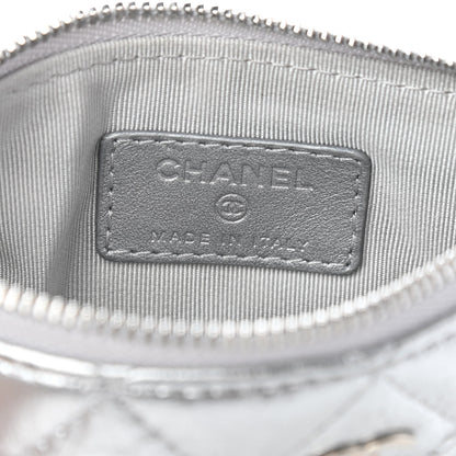 Chanel Metallic Calfskin Quilted Small Cosmo Cosmetic Case Silver 6 of 9