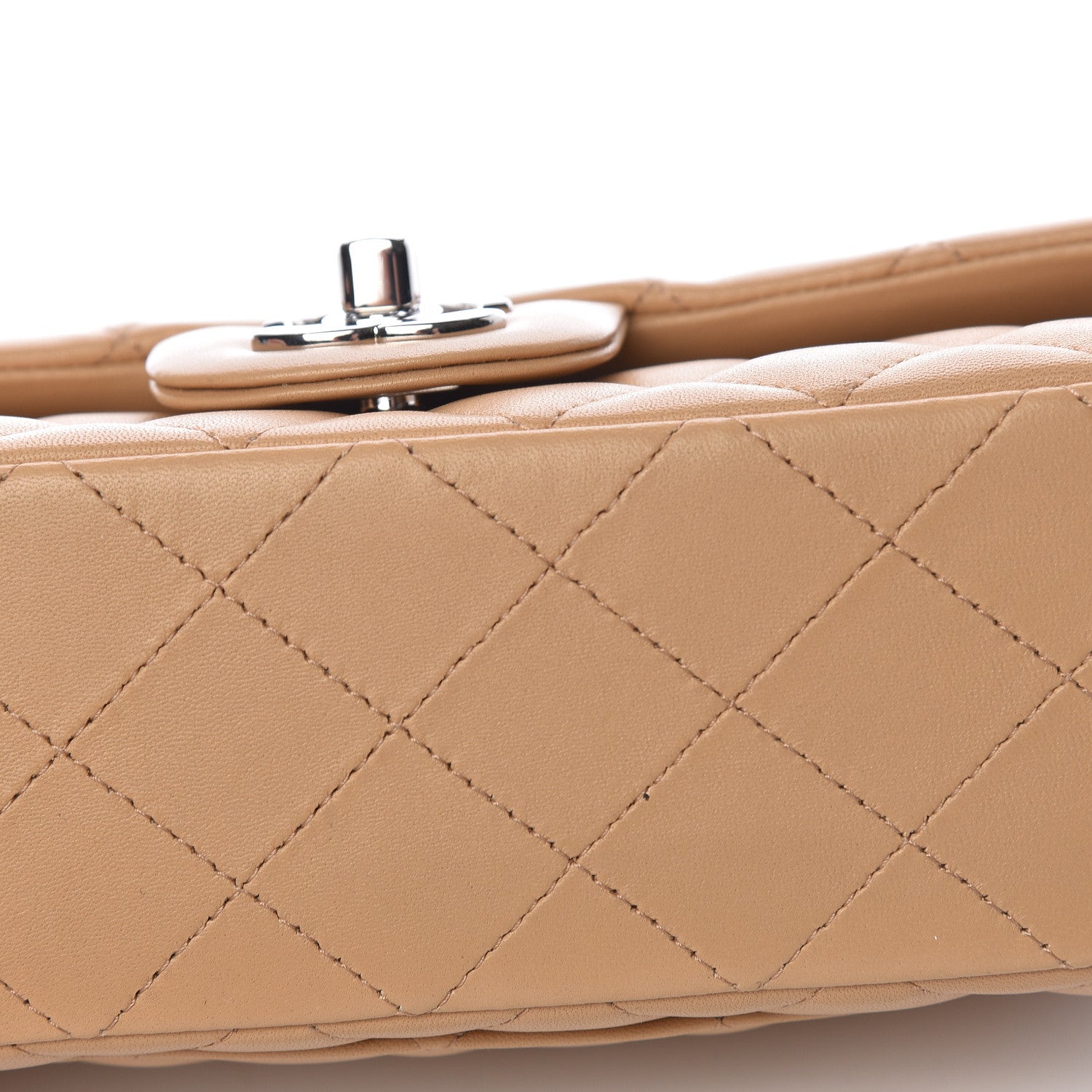 Chanel Lambskin Quilted Mini Rectangular Flap Beige 10 of 12