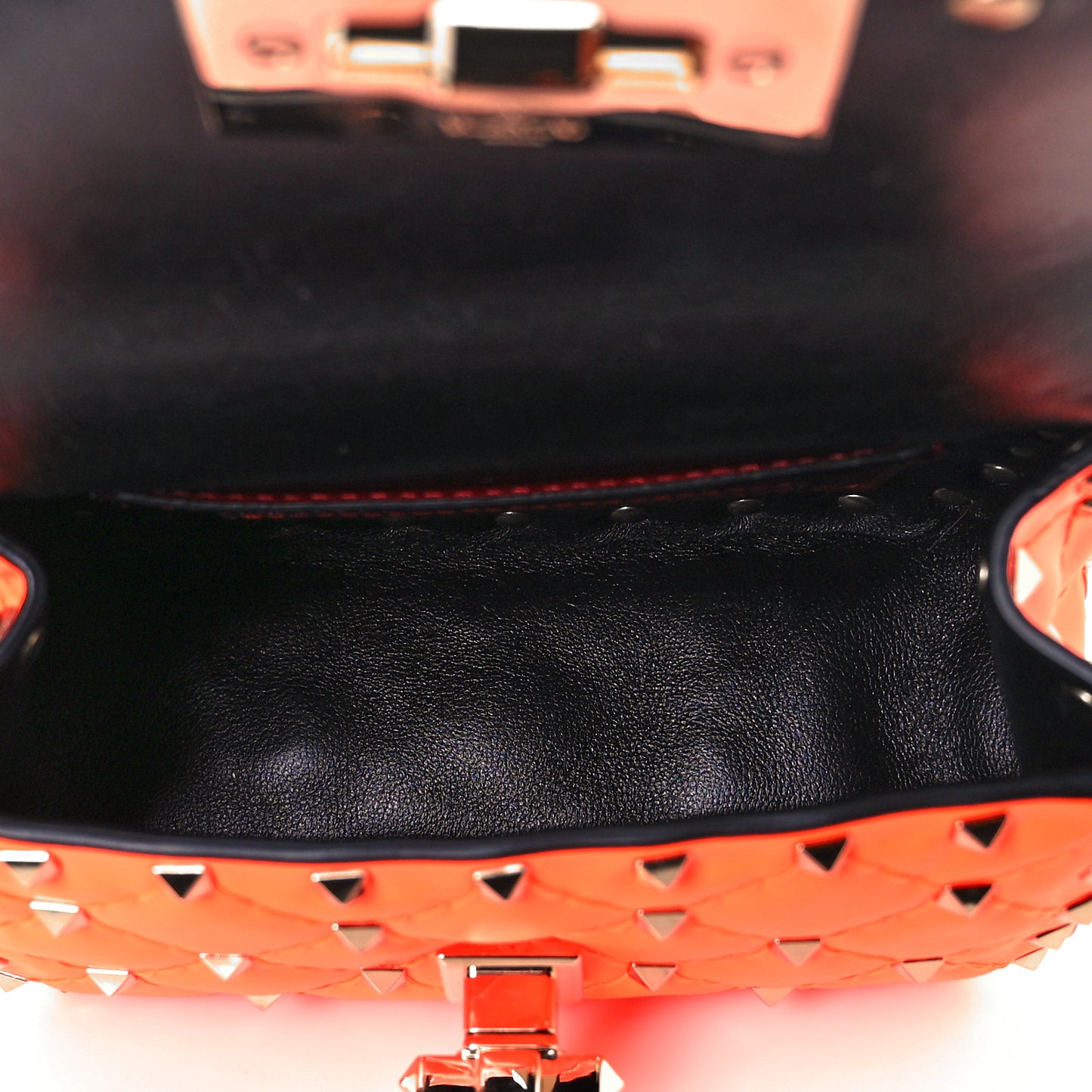 Calfskin Micro Rockstud Spike Shoulder Bag Orange