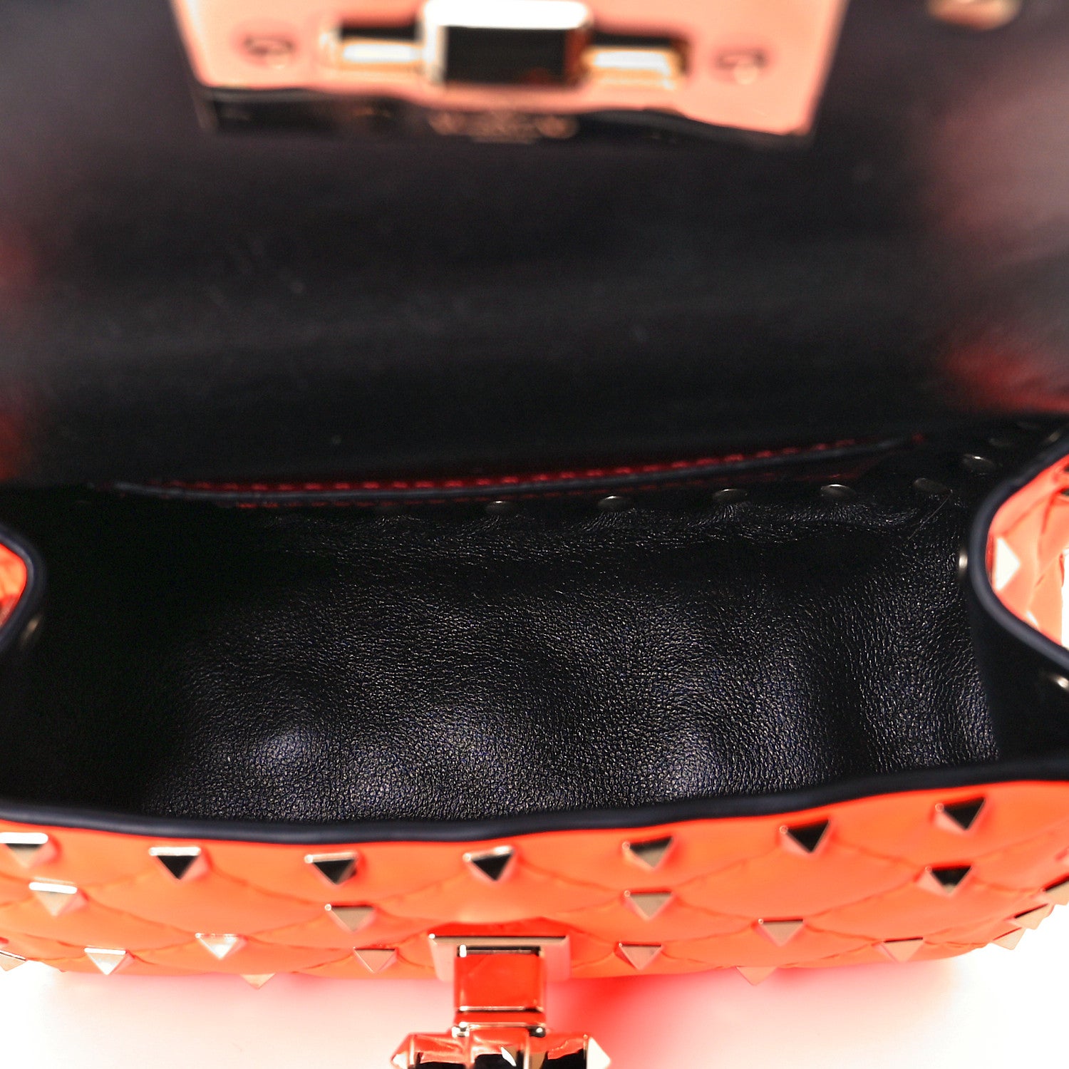 Valentino Garavani Calfskin Micro Rockstud Spike Shoulder Bag Orange 4 of 7